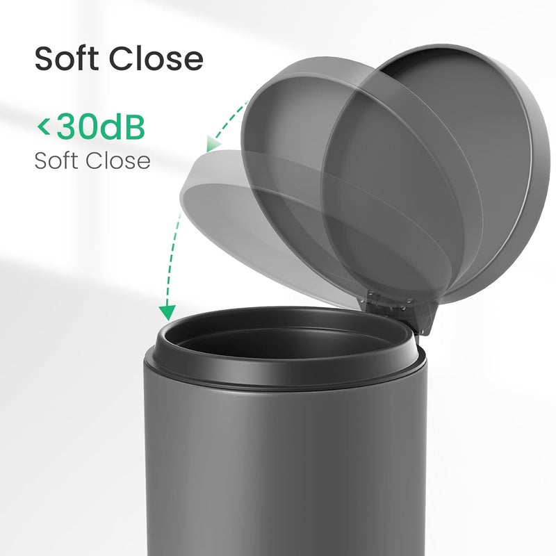 Cesun 1.2 Gallons Small Gray Trash Can, Bathroom Garbage Can with Lid and Foot Pedal, Mini Round Wastebasket for Bathroom, Bedroom, Office, 4.5 Liters / 1.2 Gallons, Gray - Image 5